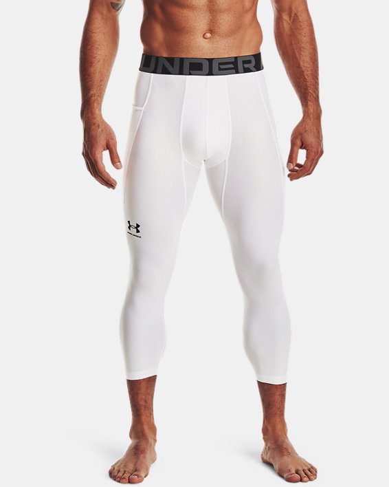 Men's HeatGear® Armour ¾ Leggings, White, pdpMainDesktop image number 0